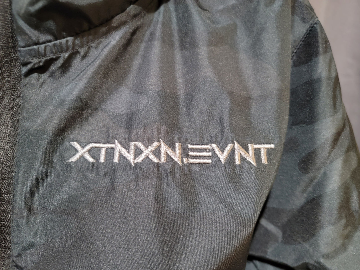 "XTNXN.EVNT" Black Camo Lightweight Cropped Windbreaker