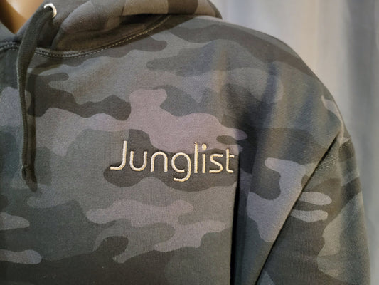 "JUNGLIST" Black Camo Heavyweight Pullover Hoodie