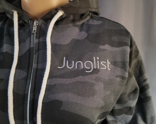 "JUNGLIST" Black Camo Lightweight Zipper Hoodie