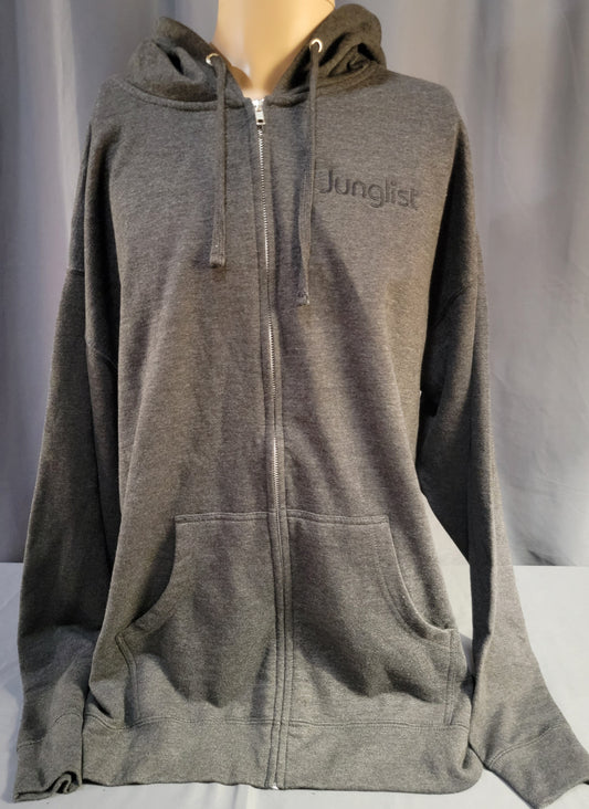 "JUNGLIST" Heather Charcoal Zip Hoodie