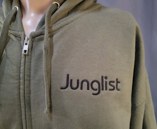 "JUNGLIST" Fatigue Green Zip Hoodie