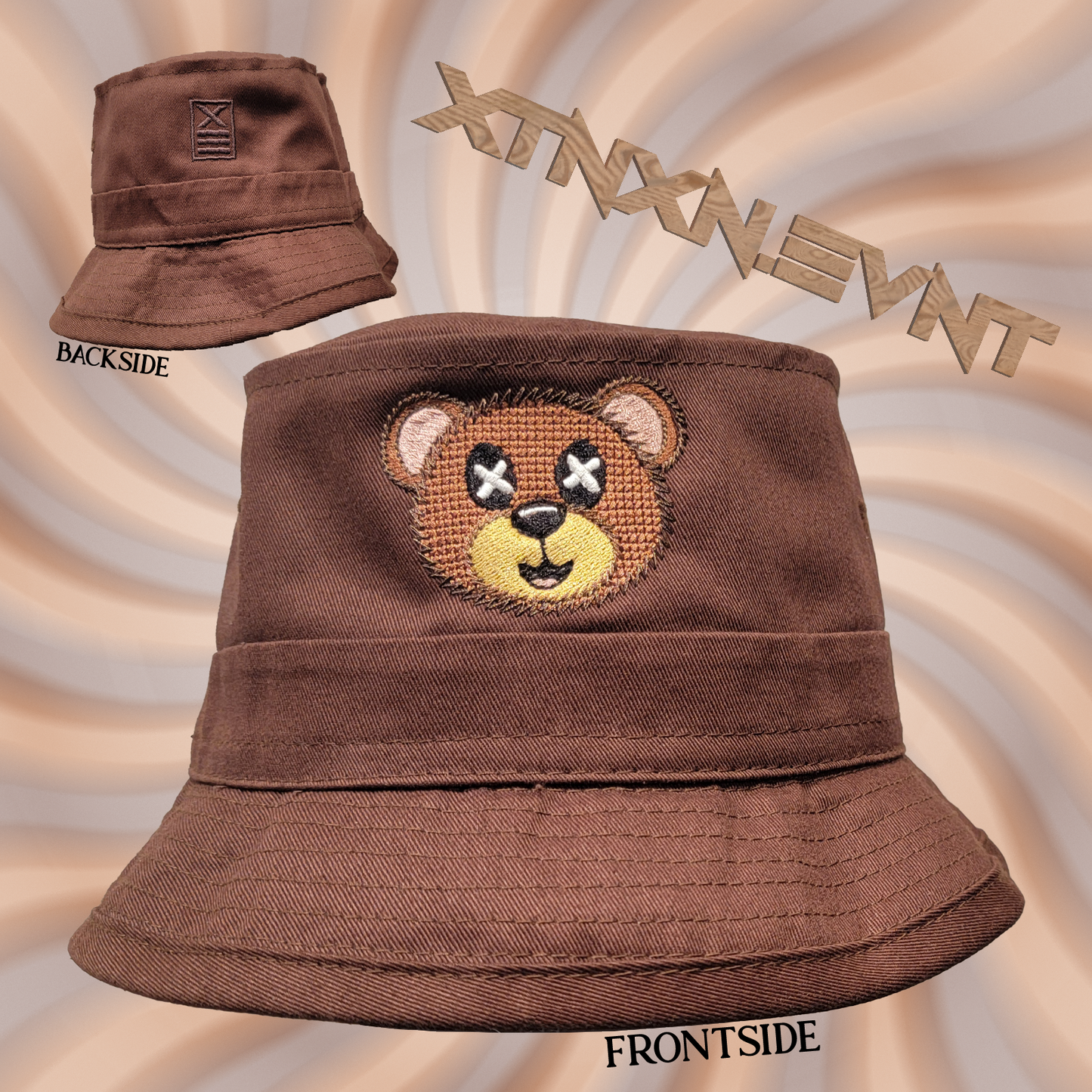 "TEDDY BEAR XTNXN" Brown Structured Cotton Fisherman's Hat S/M