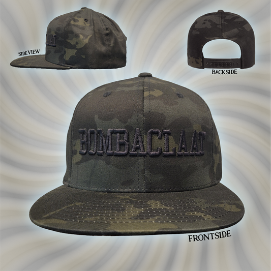 "BOMBACLAAT" 3D Embroidery Black Camo Snapback