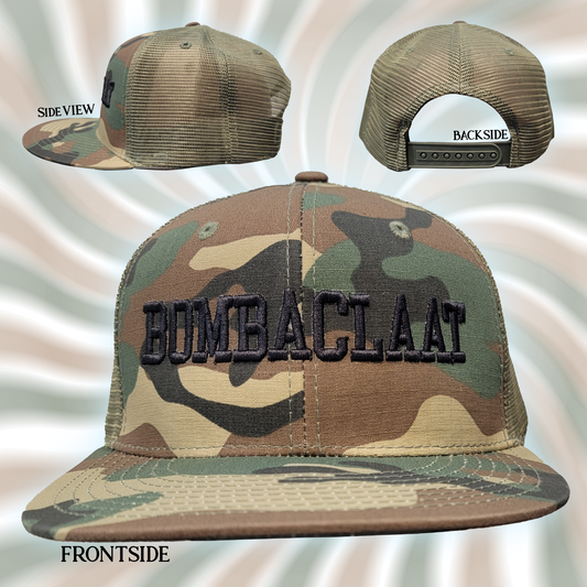 "BOMBACLAAT" 3D Embroidery Forest Camo Trucker