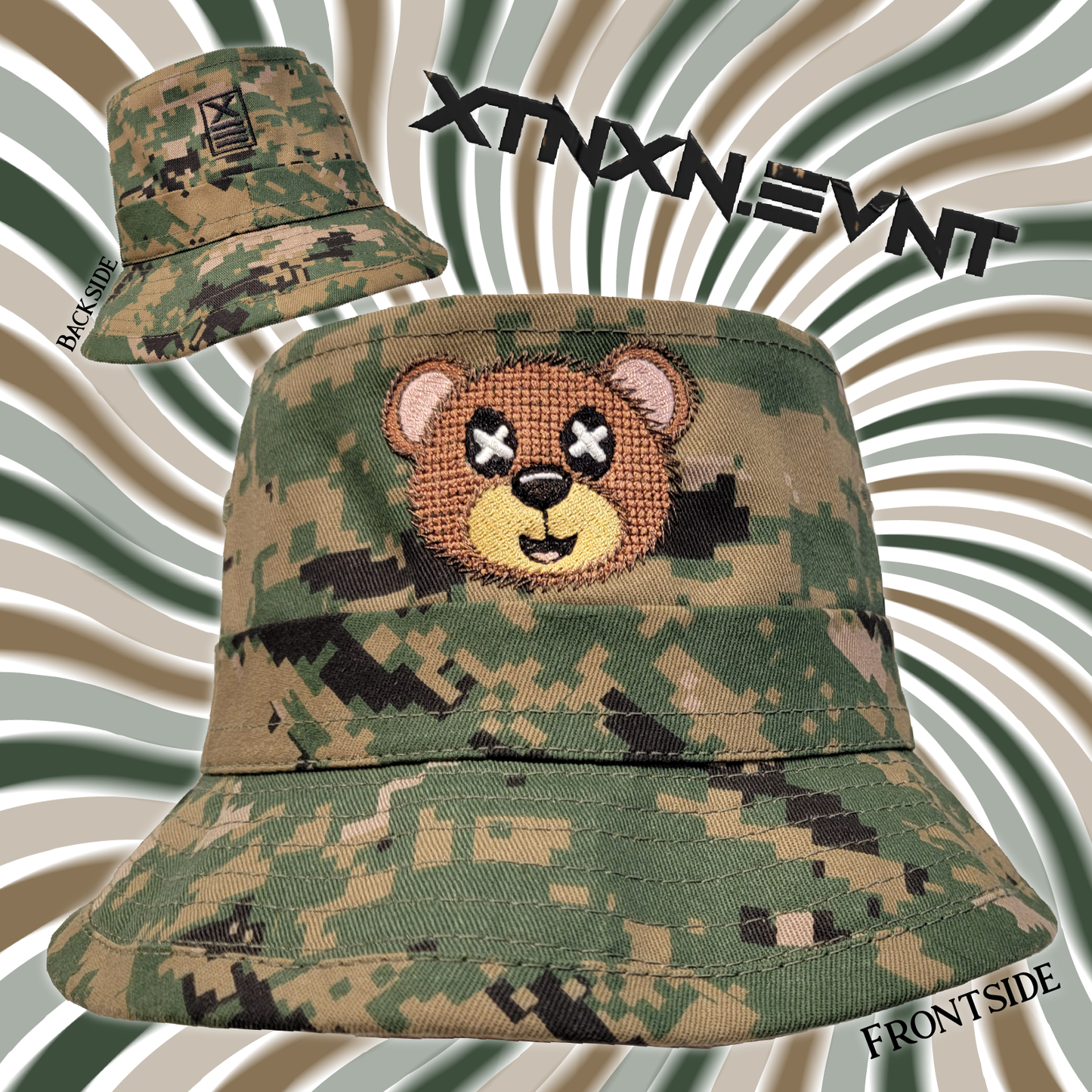 "TEDDY BEAR XTNXN" Digital Forest Camo Structured Cotton Fisherman's Hat L/XL