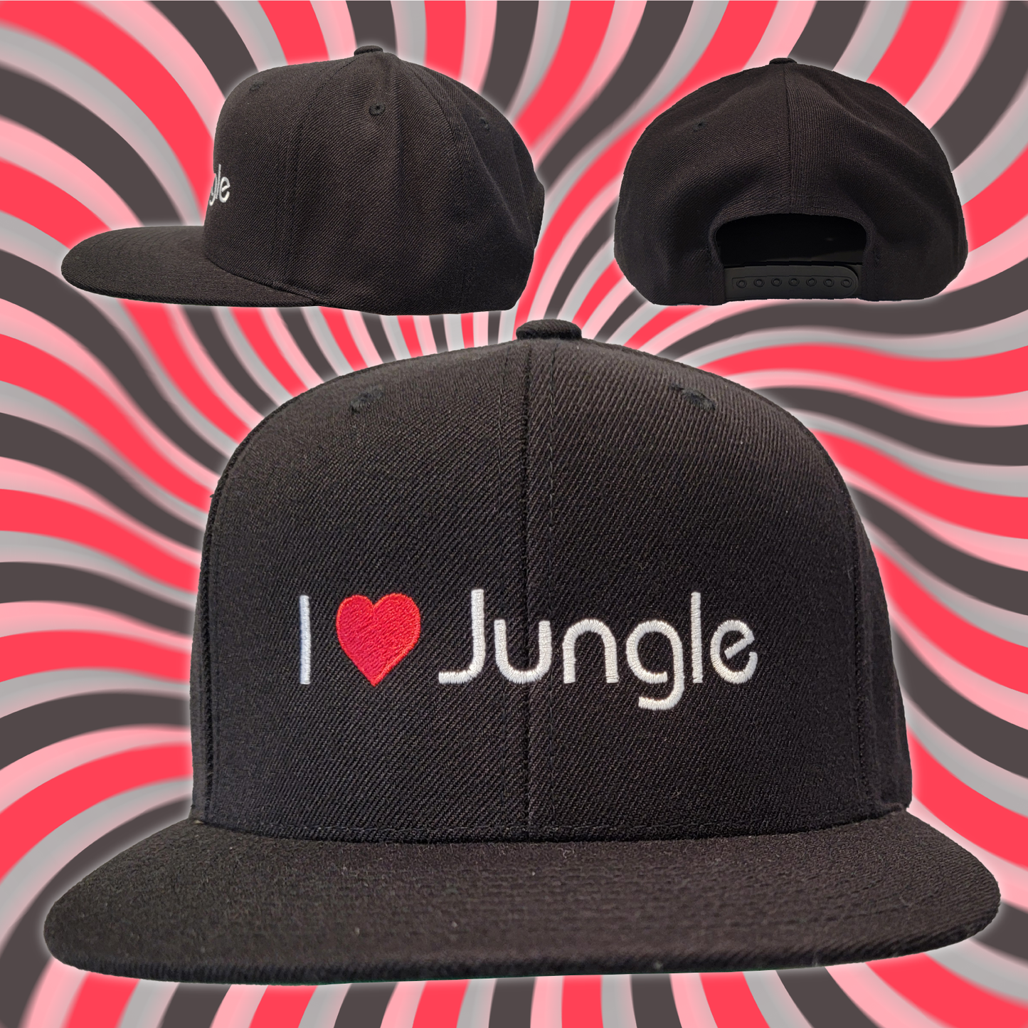 "I ❤️ JUNGLE" Black Flat Bill Snapback