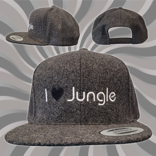 "I ❤️ JUNGLE" Charcoal Heather Wool Snapback