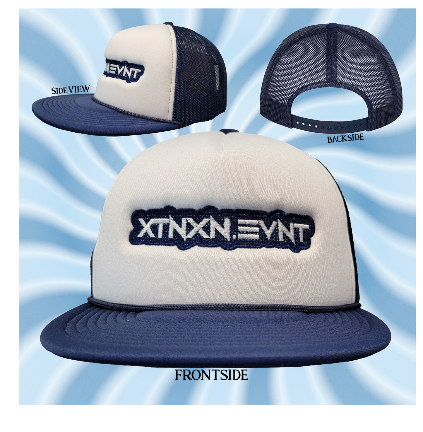 "XTNXN.EVNT" Foam Flat Bill Trucker Snapback