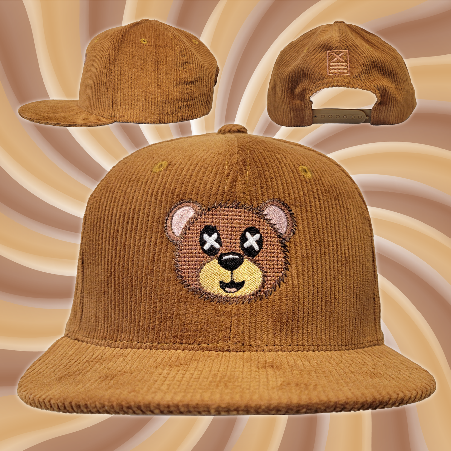 "TEDDY BEAR XTNXN" Brown Corduroy Snapback