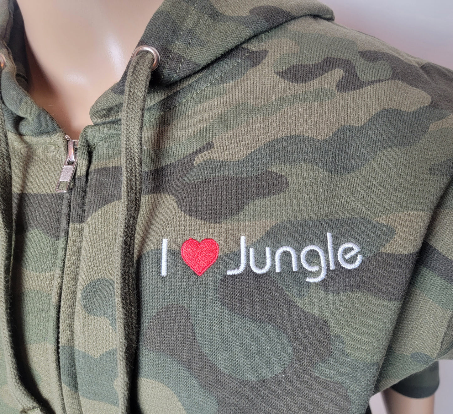 "I ❤️ JUNGLE" - Heavyweight Forest Camo Zipper Hoodie