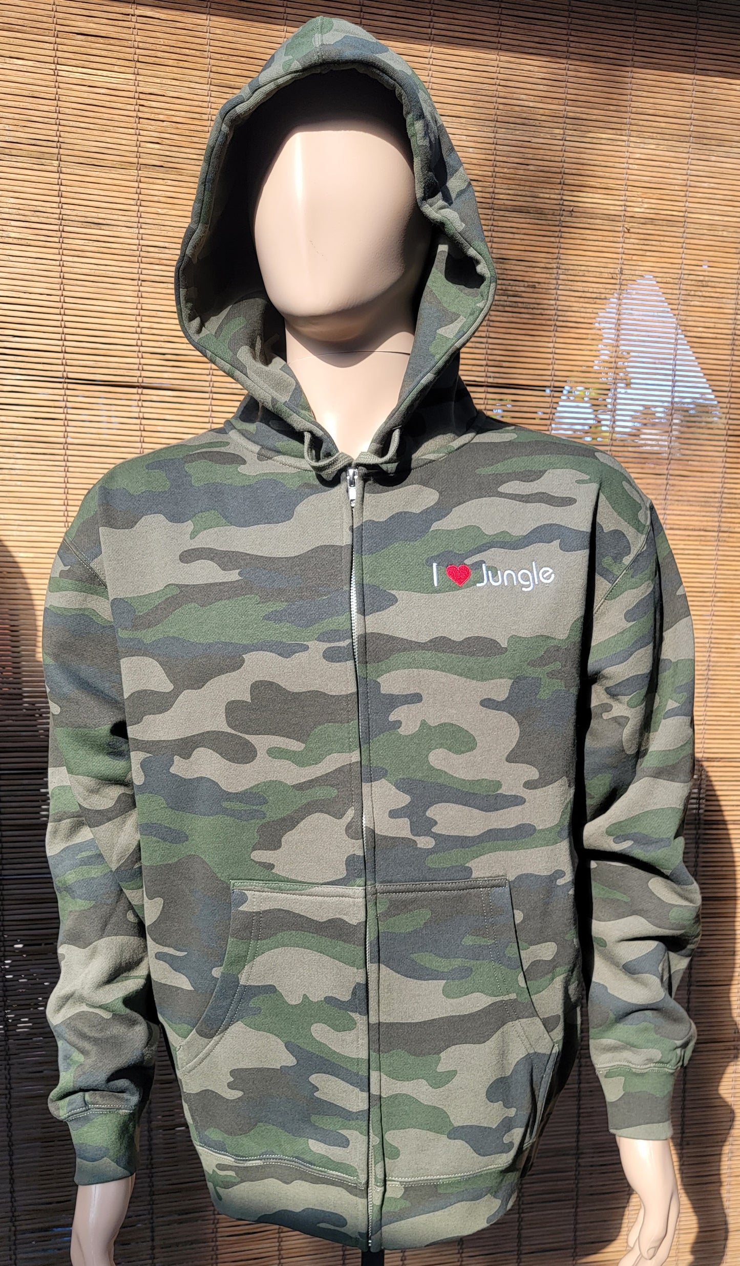 "I ❤️ JUNGLE" - Heavyweight Forest Camo Zipper Hoodie