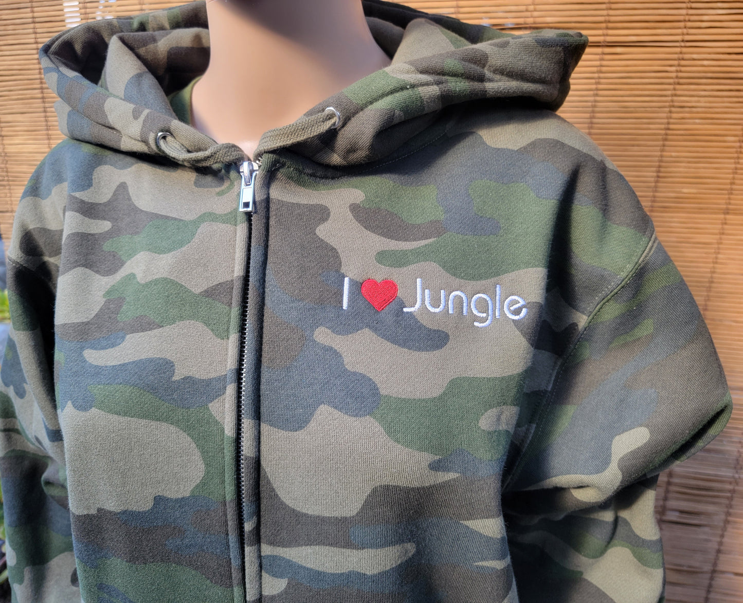 "I ❤️ JUNGLE" - Heavyweight Forest Camo Zipper Hoodie