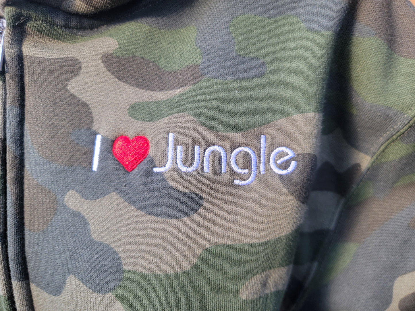 "I ❤️ JUNGLE" - Heavyweight Forest Camo Zipper Hoodie